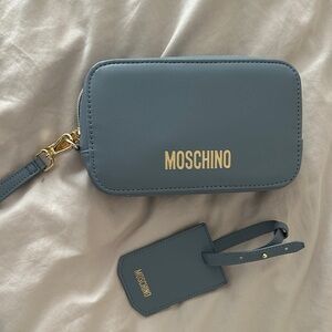 Moschino Sky Blue Crossbody with Gold Accents